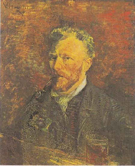 Vincent Van Gogh Self portrait with Pipe and Glass china oil painting image